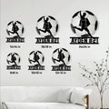 Soccer player metal sign shown in multiple size options from 8 by 8 to 24 by 24 inches