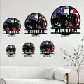 Tractor metal sign size guide showing available sizes from 8 by 8 to 24 by 24 inches