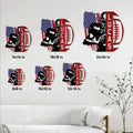 Football player metal sign shown in multiple size options from 8 by 8 to 24 by 24 inches