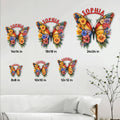 Butterfly metal sign size guide showing available square sizes from 8x8 to 24x24 inches