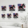 Basset Hound metal sign size guide displaying options from 8 by 8 inches to 24 by 24 inches
