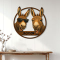 Donkey wall sign displayed above a console table in a bright farmhouse-style interior