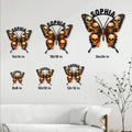 Skull butterfly metal sign size guide showing available dimensions from 8 by 8 to 24 by 24 inches