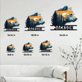 Bear metal sign size guide showing available square dimensions from 8 by 8 inches to 24 by 24 inches