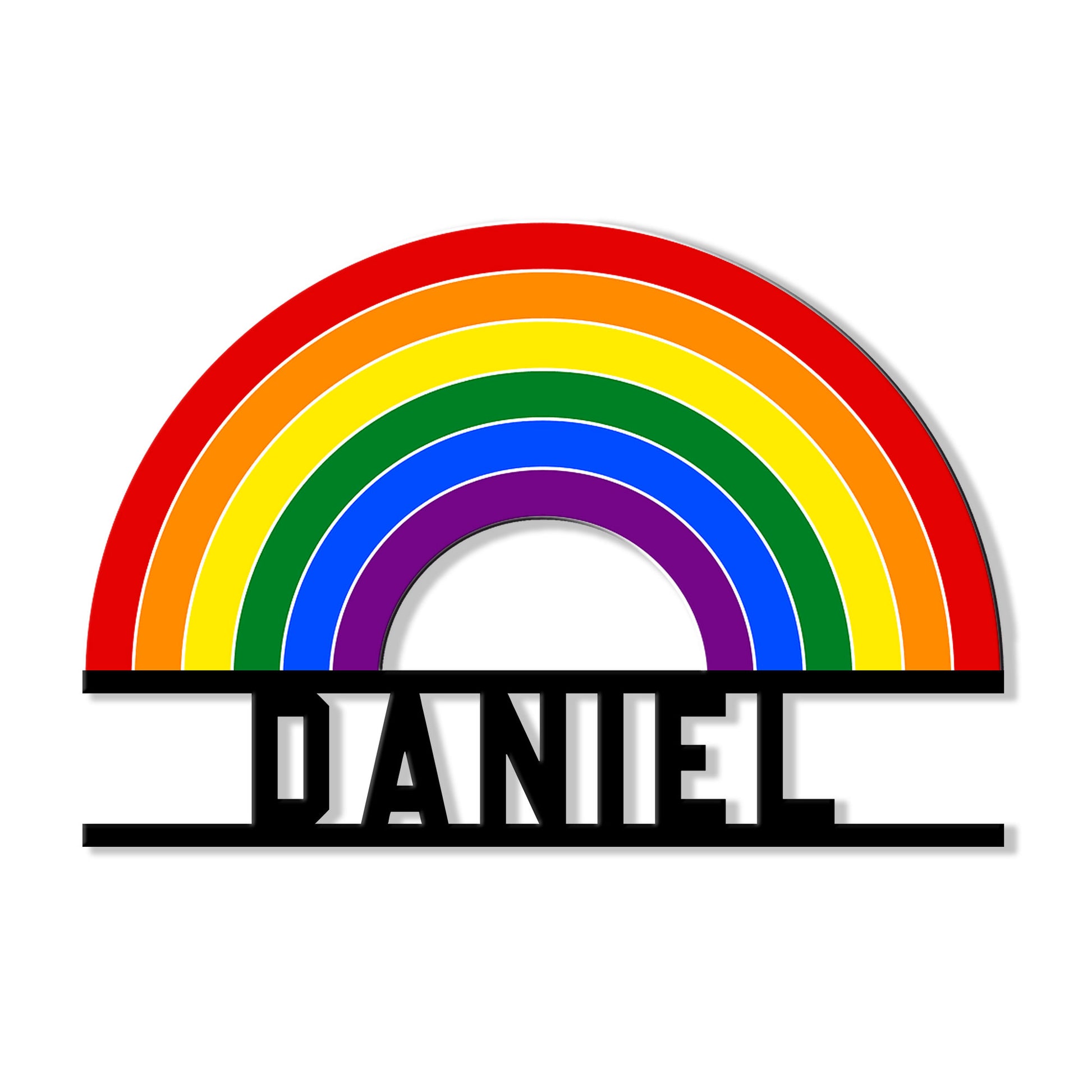 Rainbow Pride metal sign with bold arched colors and a strong LGBTQ decor design