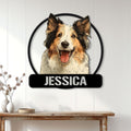 Sheltie wall sign displayed above a console table in a bright home interior
