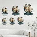 Siamese cat metal sign size guide showing six available square dimensions