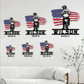 Motocross rider metal sign shown in six size options from 8 by 8 inches to 24 by 24 inches