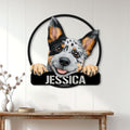 Australian Cattle Dog wall sign displayed on a white paneled wall in a bright home entryway