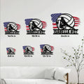 Volleyball metal sign size guide showing multiple square size options in a living room setting