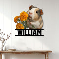 Guinea pig wall decor displayed above a console table in a bright home interior