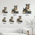 Miniature Schnauzer metal sign size guide showing available square dimensions from 8 by 8 to 24 by 24 inches