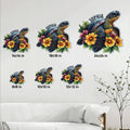 Sea turtle floral metal sign size guide showing 8, 10, 12, 14, 18, and 24 inch options