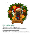 English Mastiff Christmas metal sign artwork shown with cut metal sign features and design details