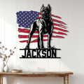 Patriotic Cane Corso wall sign displayed as statement decor above a console table