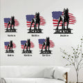 Cane Corso metal sign size guide showing six available square size options in a living room