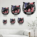Rodeo bull riding metal sign size guide showing six available square dimensions