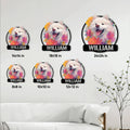 Samoyed metal sign size guide showing available square sizes from 8 by 8 to 24 by 24 inches