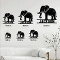 Elephant metal sign size guide showing six available square sizes from 8 by 8 to 24 by 24 inches