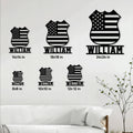 Police badge metal sign shown in multiple size options from 8 by 8 to 24 by 24 inches