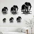 Elephant metal sign size guide showing available sizes from 8x8 inches to 24x24 inches