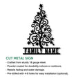 Christmas tree metal sign feature graphic highlighting cut steel construction and indoor or outdoor decor use