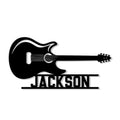 Black electric guitar silhouette metal sign designed for musician and music room decor
