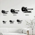 Electric guitar metal sign size guide showing 8, 10, 12, 14, 18, and 24 inch options