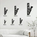 Woodpecker metal sign size guide showing available square dimensions from 8 by 8 to 24 by 24 inches