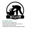 Jiu Jitsu cut metal sign feature graphic highlighting the grappling silhouette and sign construction details