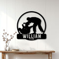 Jiu Jitsu wall sign displayed on a white paneled wall above a wood console table