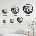 Bass fishing metal sign size guide showing 8, 10, 12, 14, 18, and 24 inch square options