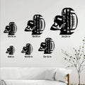 Football metal sign size guide showing available square sizes from 8 by 8 to 24 by 24 inches