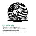 Rodeo bull riding metal sign shown with product feature details and a bold Western design