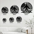 Pilot metal sign size guide showing multiple circular airplane and American flag design sizes