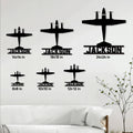 Pilot airplane metal sign shown in multiple size options on a living room wall