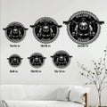 Biker metal sign size guide showing available square sizes from 8 by 8 to 24 by 24 inches
