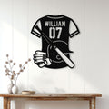 Baseball wall sign displayed in a bright home interior above a console table