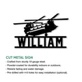 Veteran helicopter metal sign feature graphic highlighting cut steel construction and indoor or outdoor display