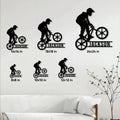 BMX rider metal sign size guide showing available sizes from 8 by 8 to 24 by 24 inches