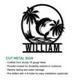 Dolphin metal sign feature graphic showing the tropical ocean design and cut metal sign details
