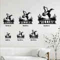 Duck hunting metal sign size guide showing several available dimensions for wall display