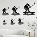 Hockey player metal sign shown in multiple size options for different wall spaces