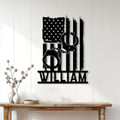 Police K9 wall sign displayed in a bright home entryway with a working dog and handcuff silhouette