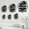 Flamingo metal sign size guide showing 8, 10, 12, 14, 18, and 24 inch square options