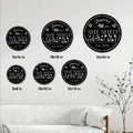 She Shed metal sign size guide showing six round size options from 8 by 8 to 24 by 24 inches