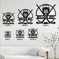 Hockey metal sign size guide showing available square sizes from 8x8 to 24x24 inches