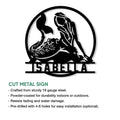 Mermaid cut metal sign featuring a seated mermaid silhouette and circular outline