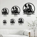 Mermaid metal sign size guide showing six available square dimensions