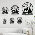Christmas deer metal sign size guide showing options from 8 by 8 inches to 24 by 24 inches
